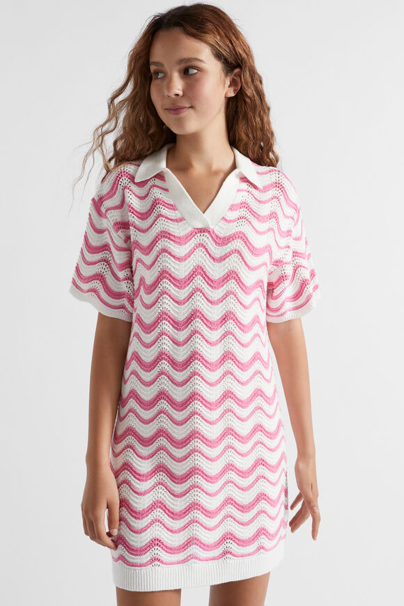 Crochet Shirt Dress  Aurora Pink Stripe  hi-res