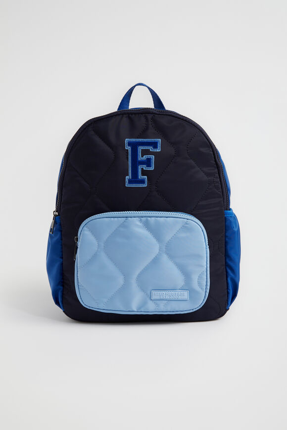 Quilted Initial Backpack  F  hi-res