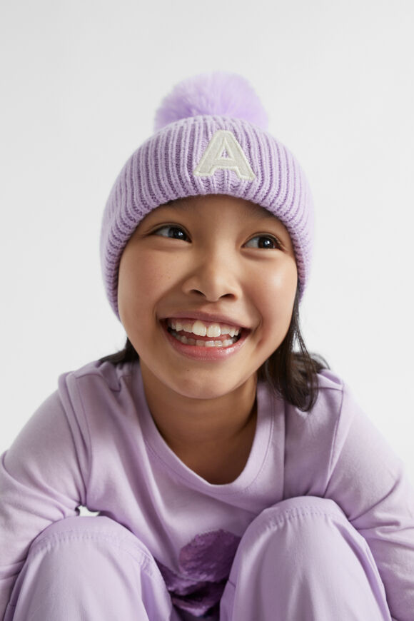 Embroidered Initial Beanie  E  hi-res