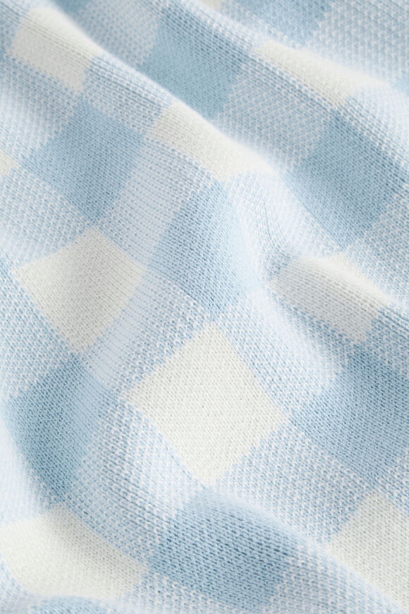 Gingham Knit Blanket  Powder Blue  hi-res