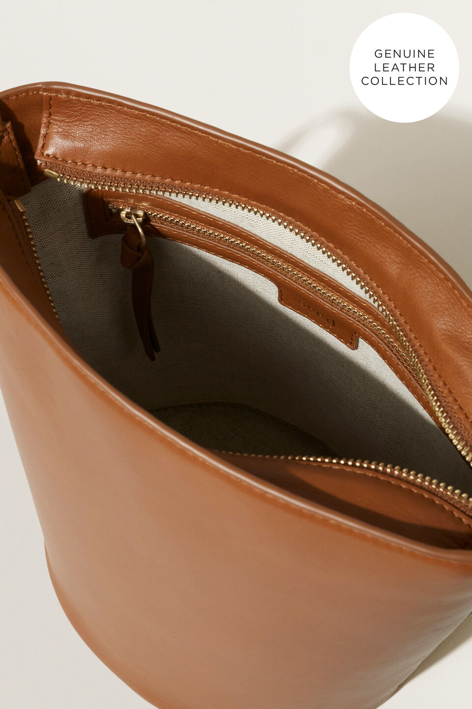 Leather Bucket Bag  Tan