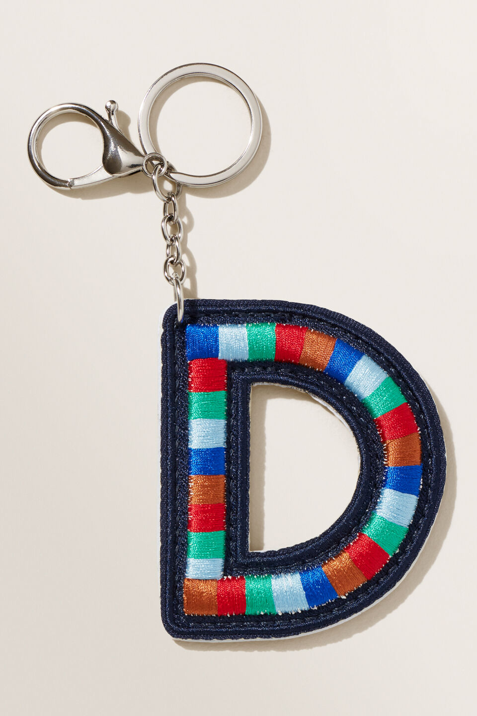 Embroidered Initial Keyring  D