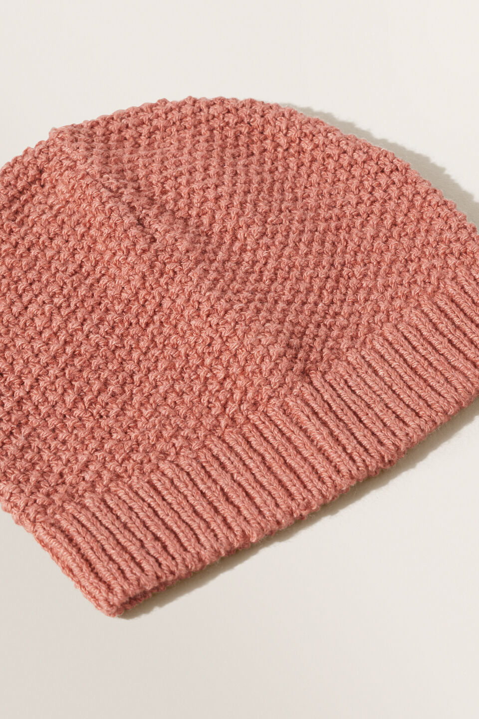 Textured Knit Beanie  Faded Rose