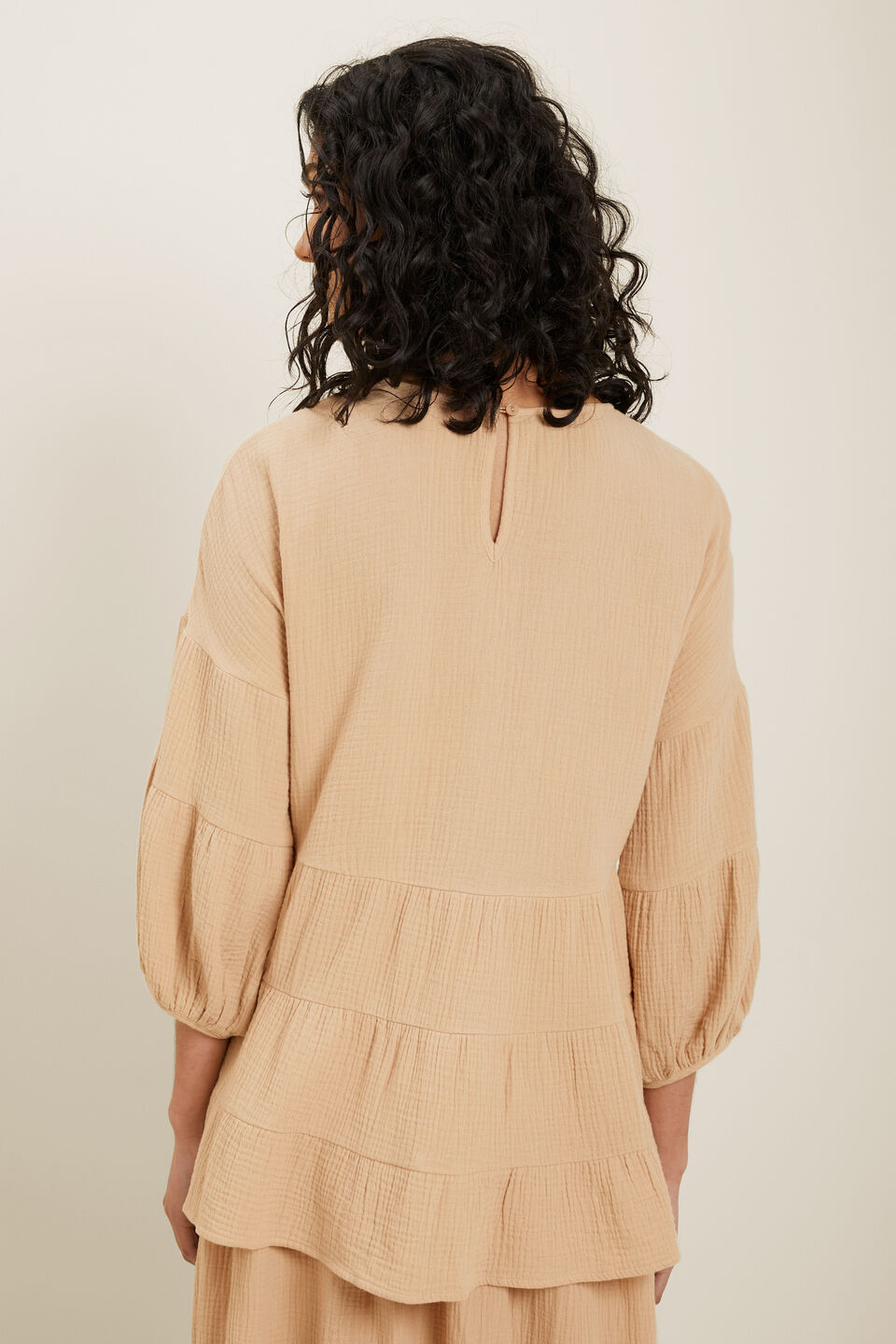 Cheesecloth Smock Top  Neutral Sand