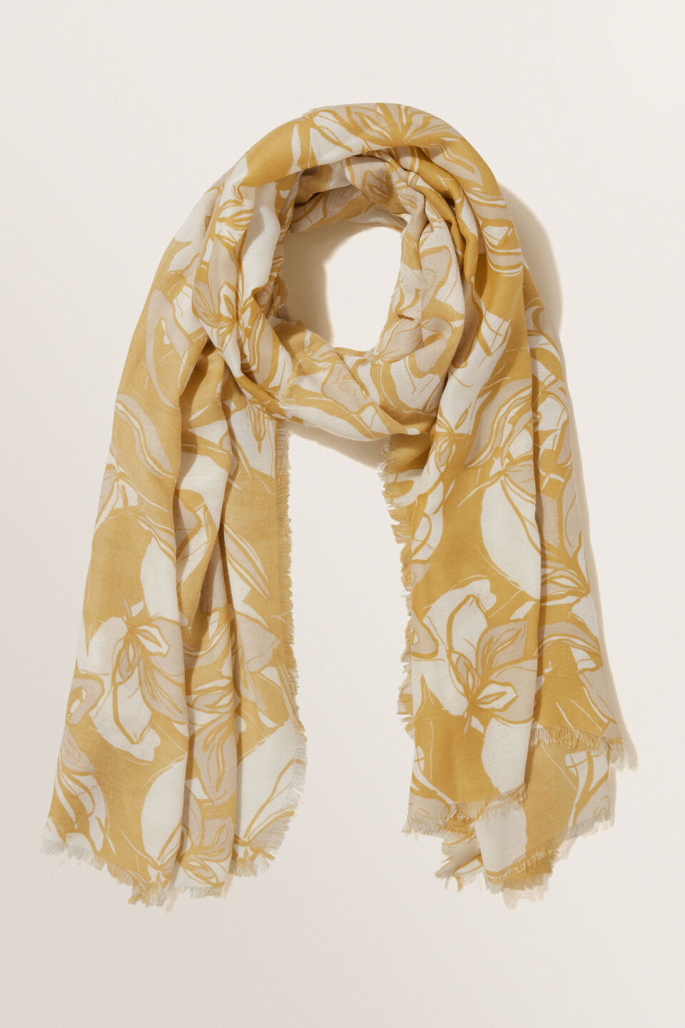 Large Floral Print Scarf  Fawn Multi