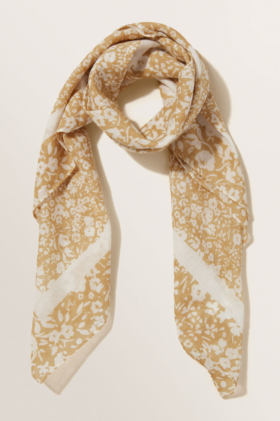 Square Floral Print Scarf  Fawn Multi