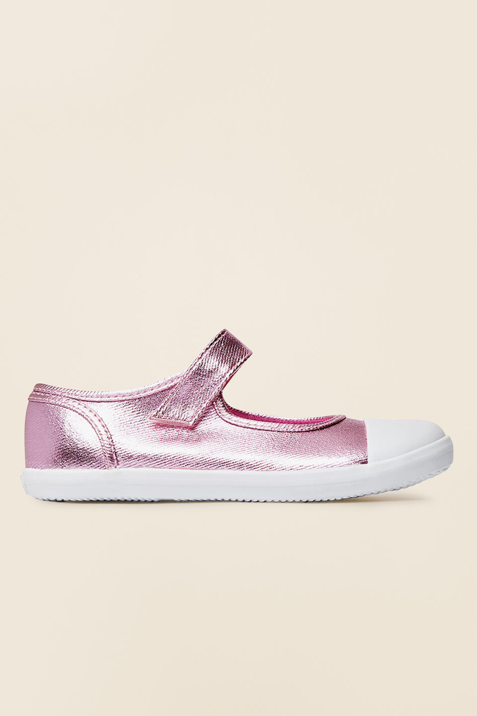Mary Jane Canvas Shoes  Pink Metallic