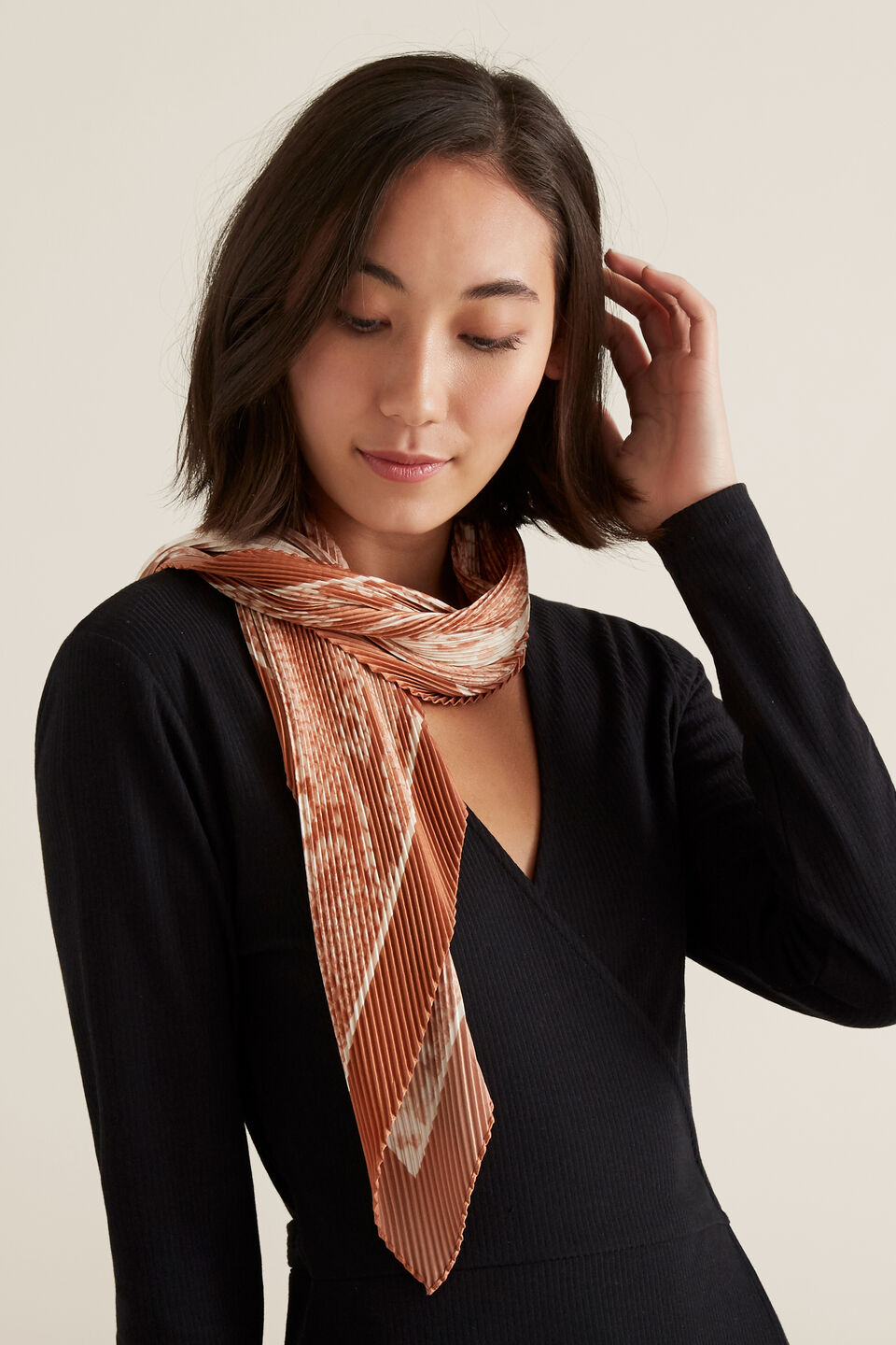 Pleated Square Neck Scarf  