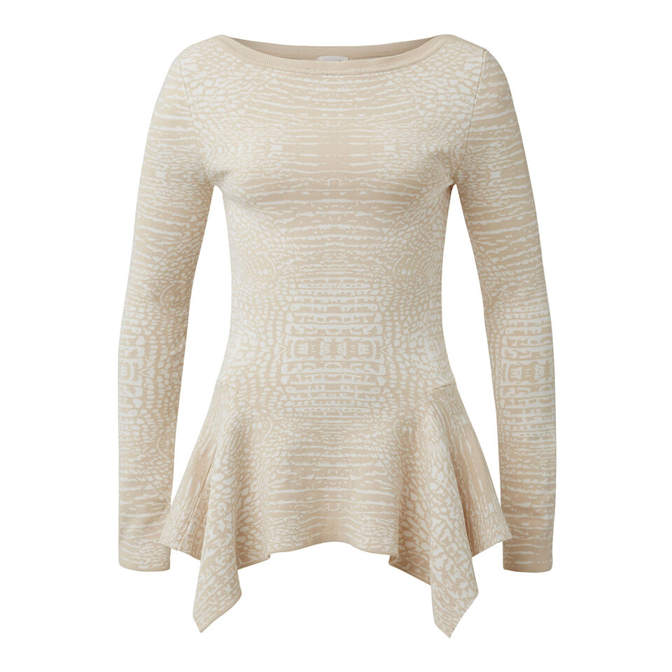 Collection Intarsia Crepe Peplum Sweater  