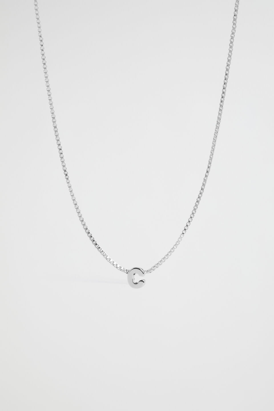 Silver Initial Necklace  C