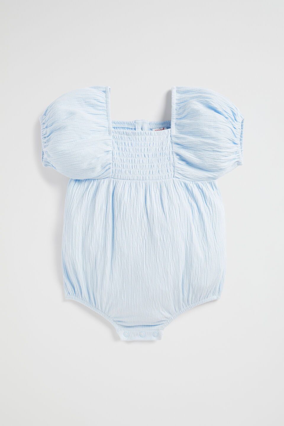 Textured Cotton Romper  Baby Blue