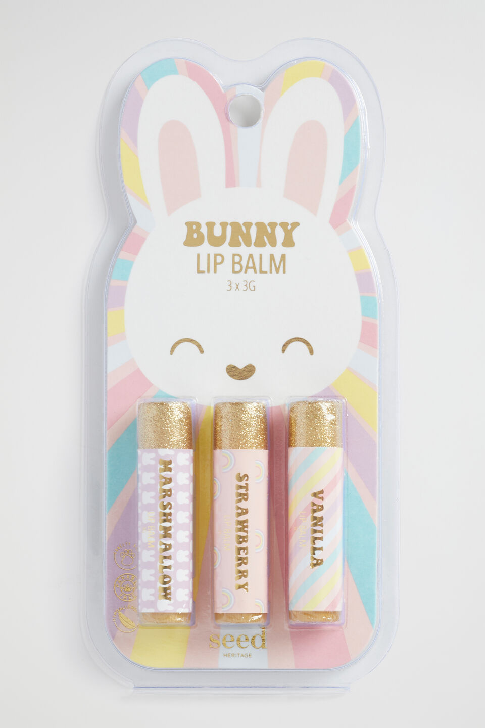 Bunny Rainbow 3 Pack Lip Balm  Multi