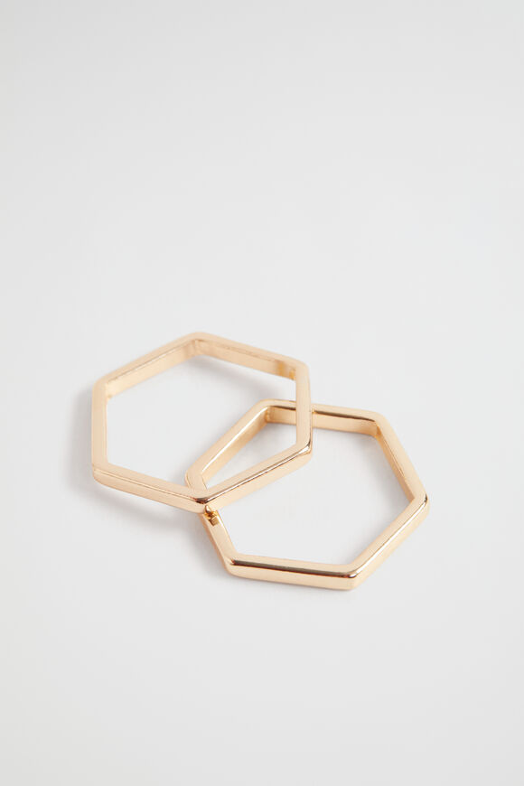 Hexagon Ring Set  Gold  hi-res