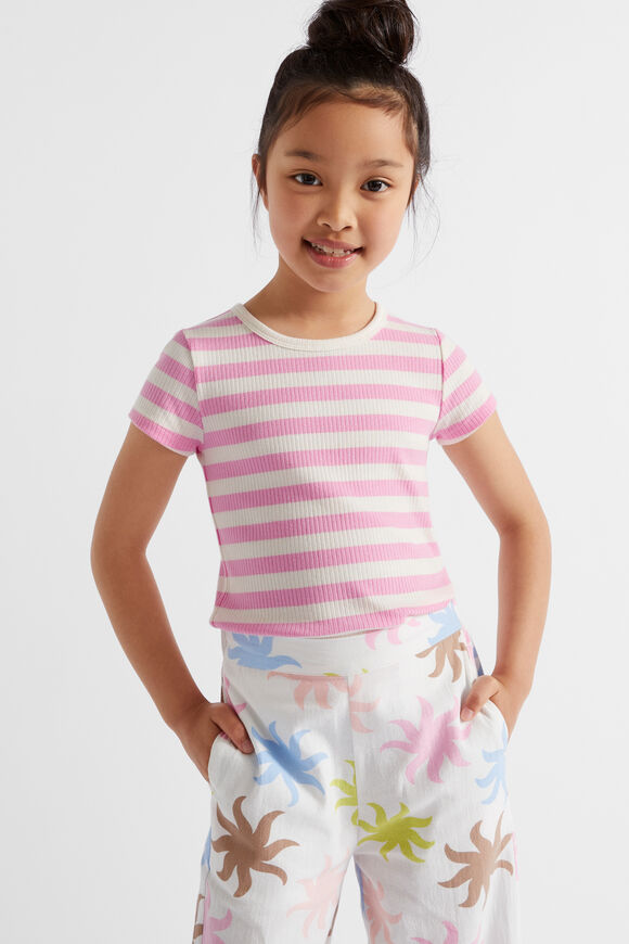 Stripe Rib Tee  Candy Pink  hi-res