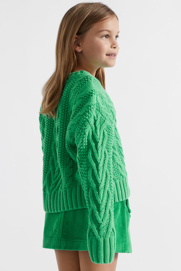 Cable Knit Sweater  Apple Green  hi-res