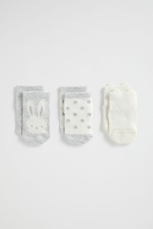 Bunny Sock 3 Pack  Grey Marle  hi-res