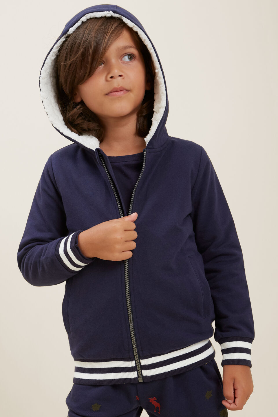 Sherpa Lined Hoodie  Midnight Blue