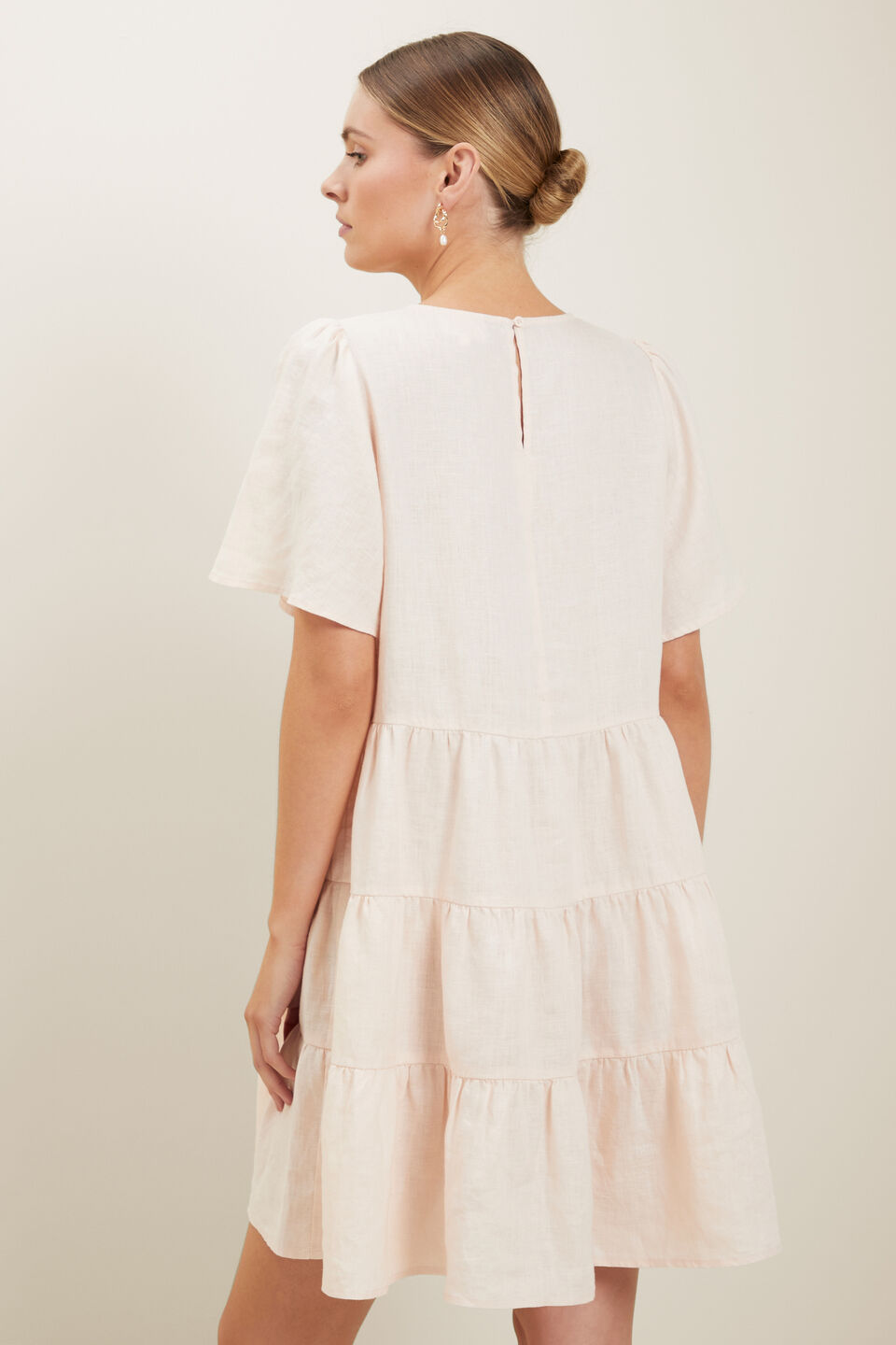 Core Linen Tiered Dress  Pale Blossom
