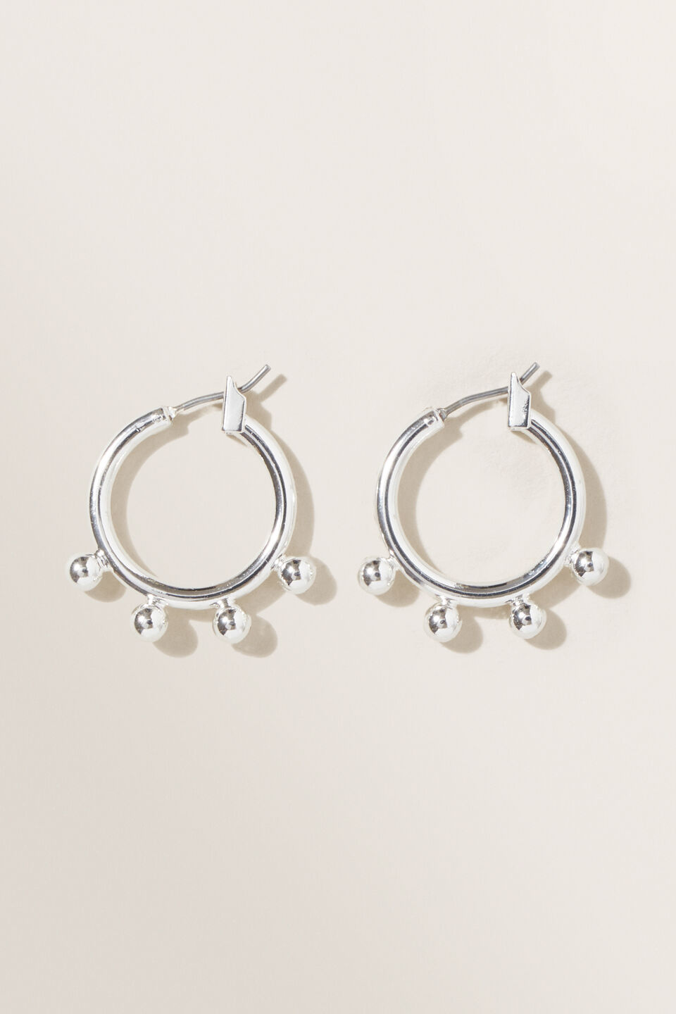 Studded Hoop Earrings  Silver