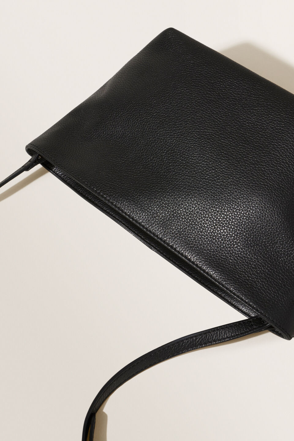Leather Fold Detail Sling  Black