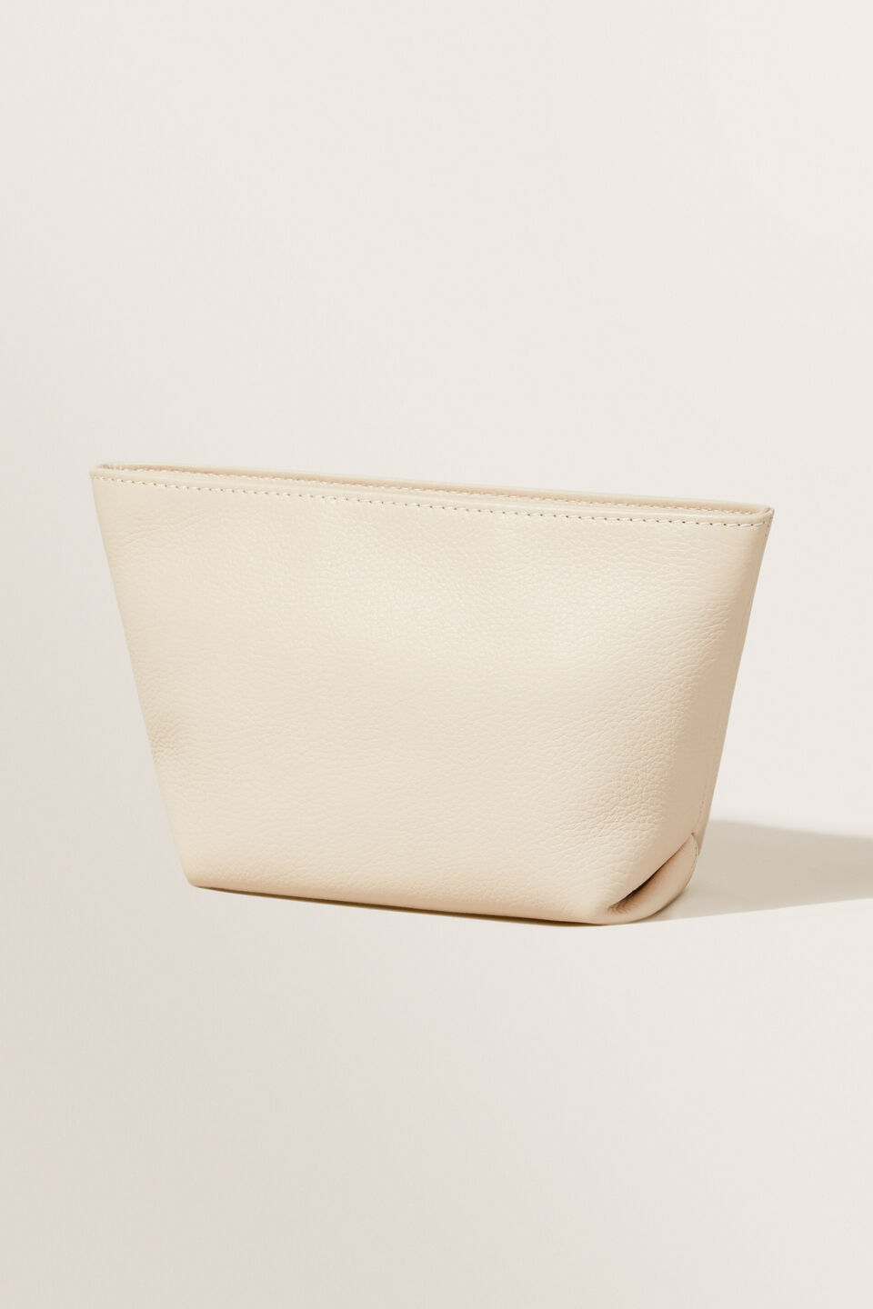 Leather Fold Detail Pouch  Stone