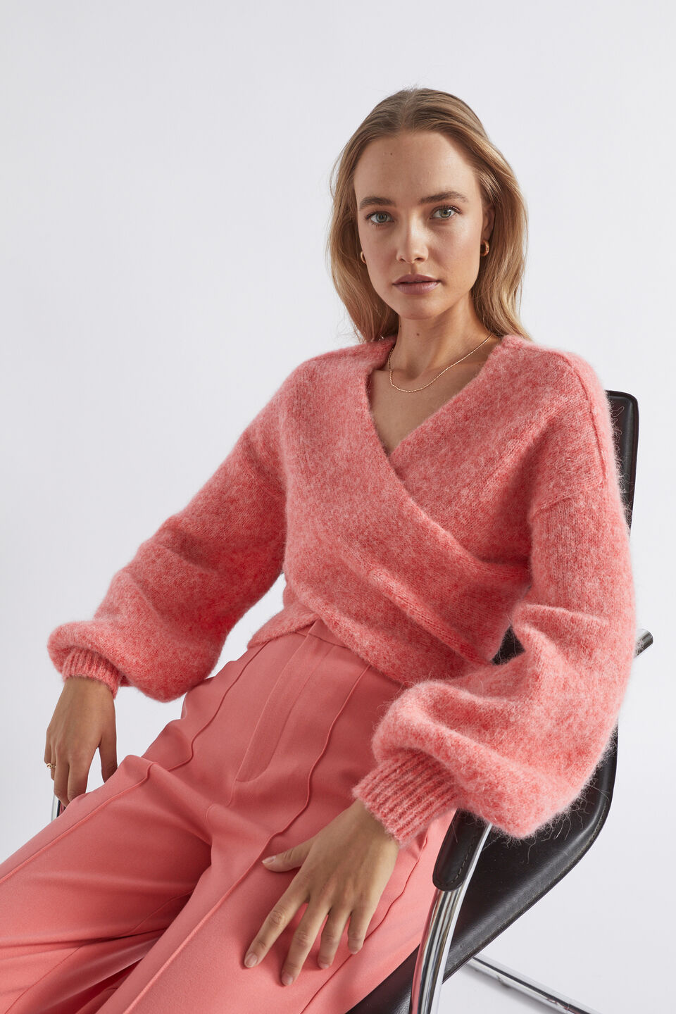 Wool Blend Wrap Sweater  Primrose Marle