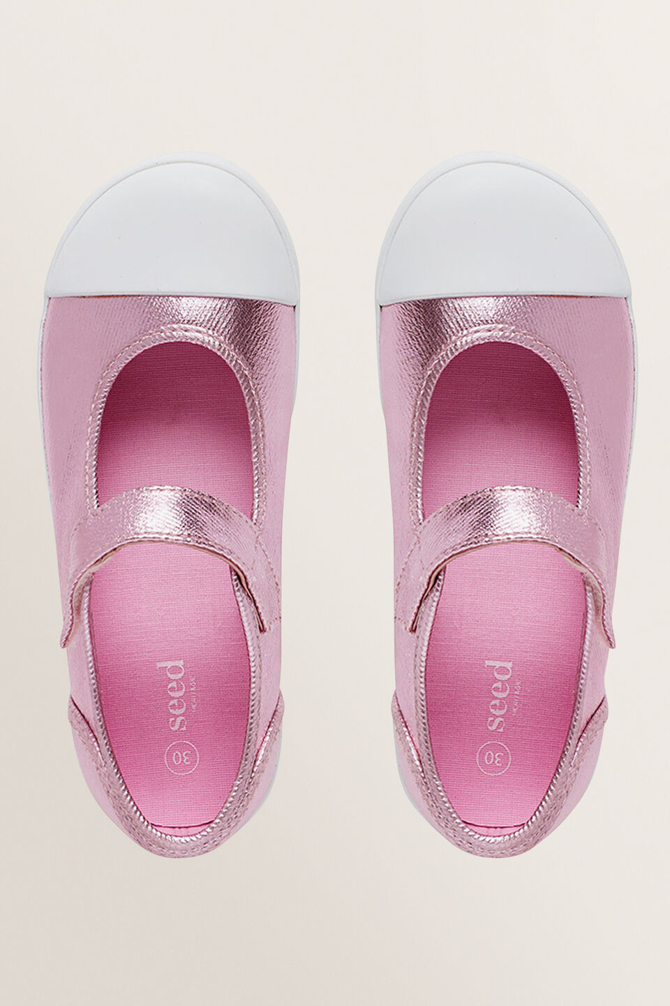 Mary Jane Canvas Shoes  Pink Metallic