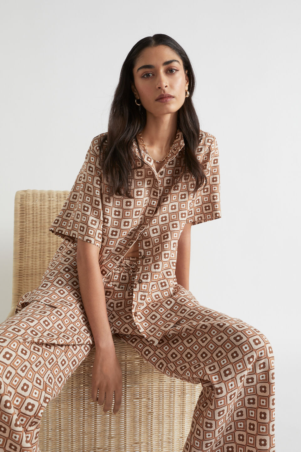 Geo Steps Chiffon Shirt main image 1