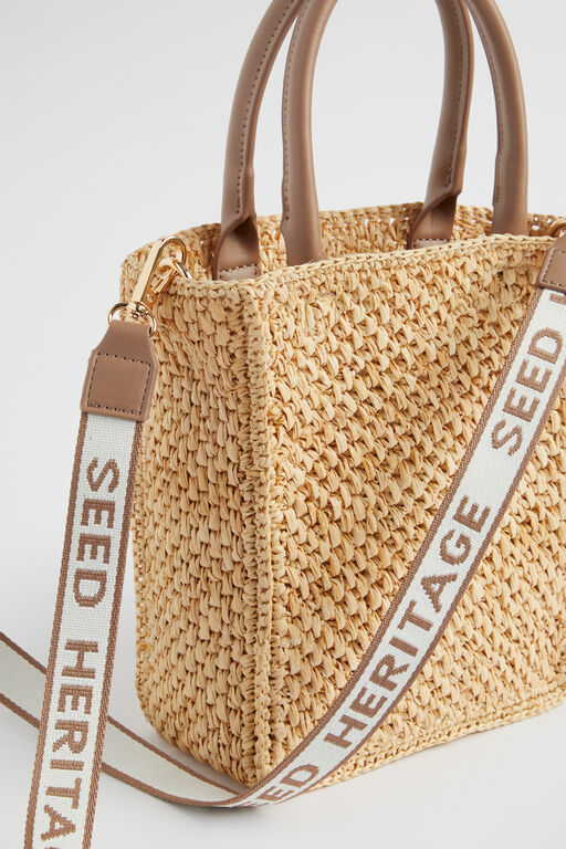 RAFFIA MINI NORTH SOUTH TOTE WITH CHARMS NATURAL main image 0