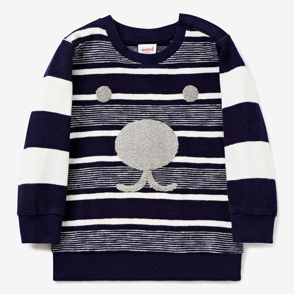 Slub Stripe Crew Sweater  