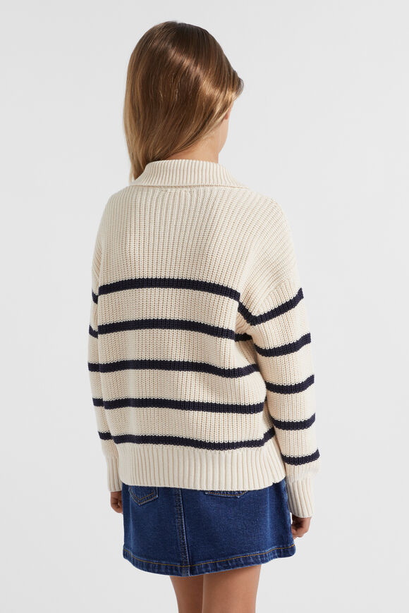 Zip Knit Sweater  Creme  hi-res