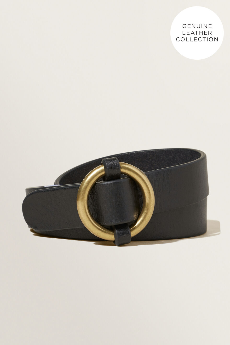 Ring Leather Belt  Black