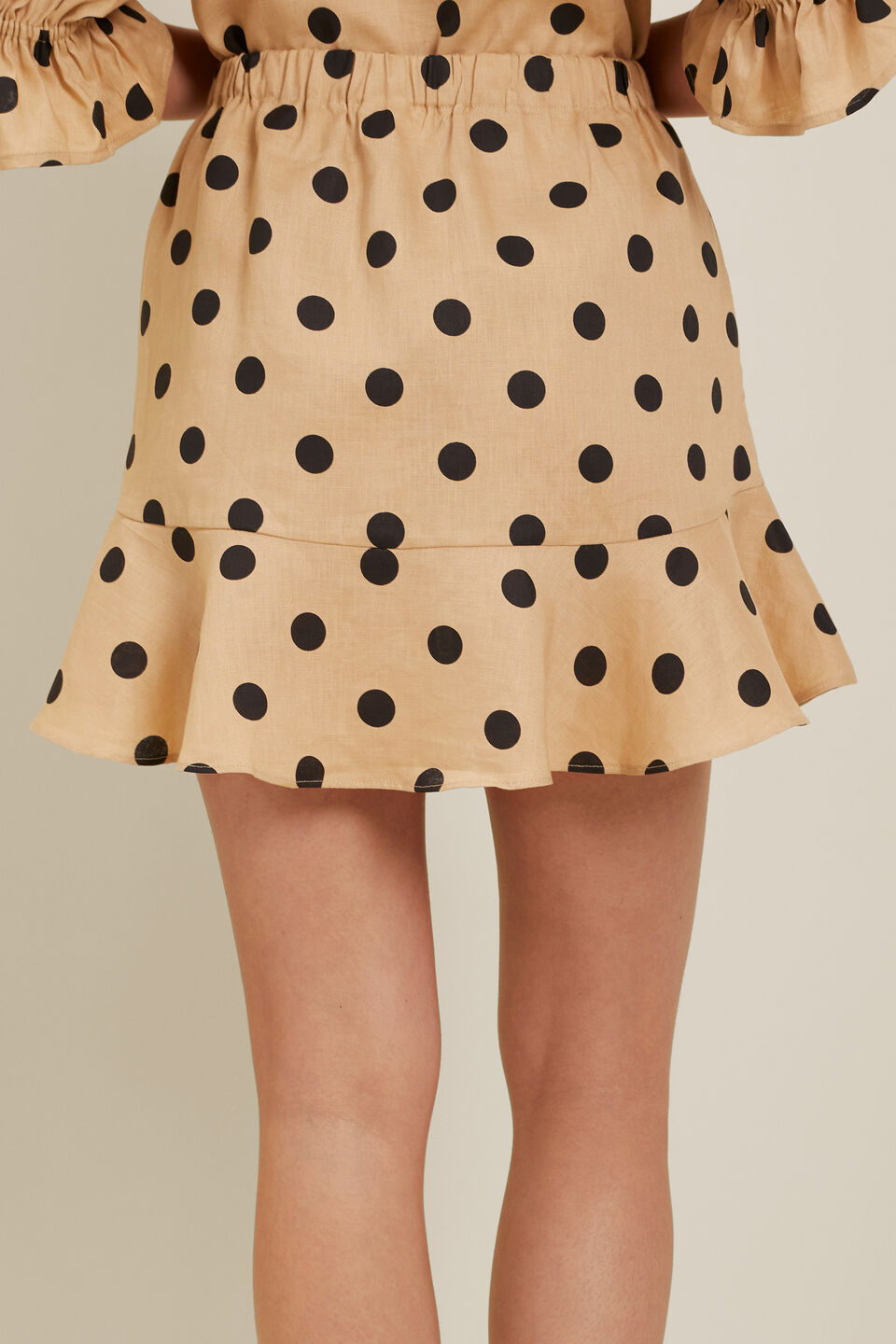 Spot Linen Mini Skirt  Neutral Sand Spot