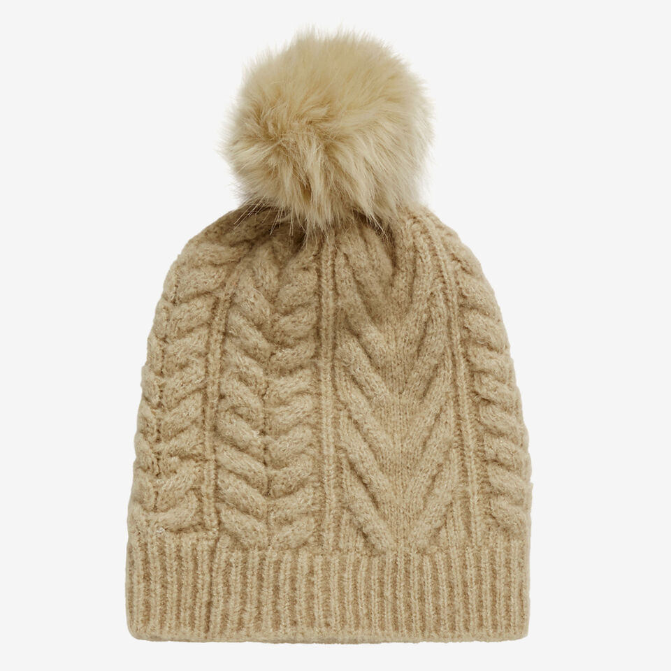 Wool Cable Knit Beanie  