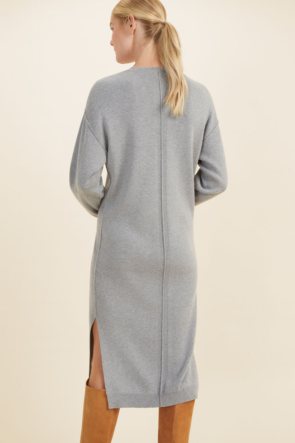 Knit Midi Dress  Mid Grey Marle