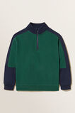 Panelled Zip Sweater  Bottle Green  hi-res