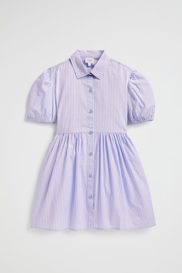 Poplin Stripe Dress  Baby Blue  hi-res