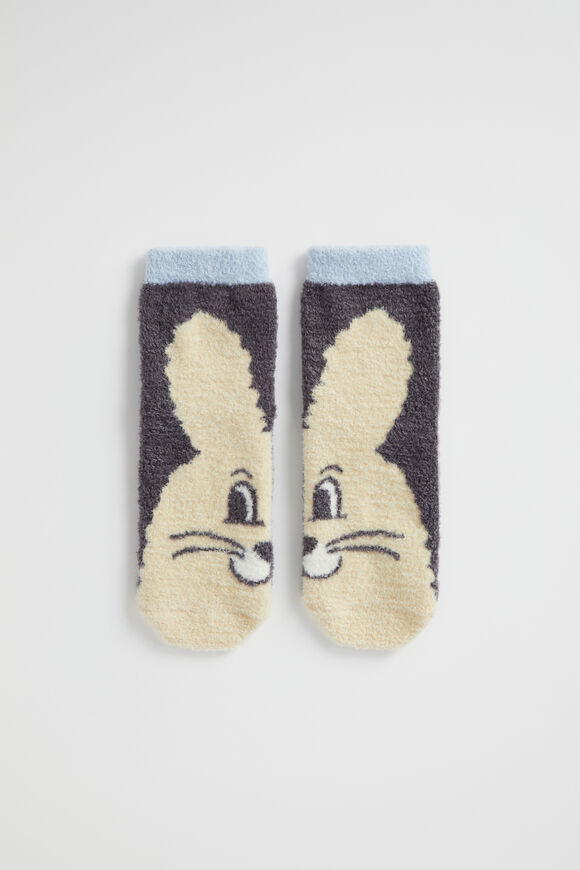 Fluffy Bunny Sock  Charcoal  hi-res