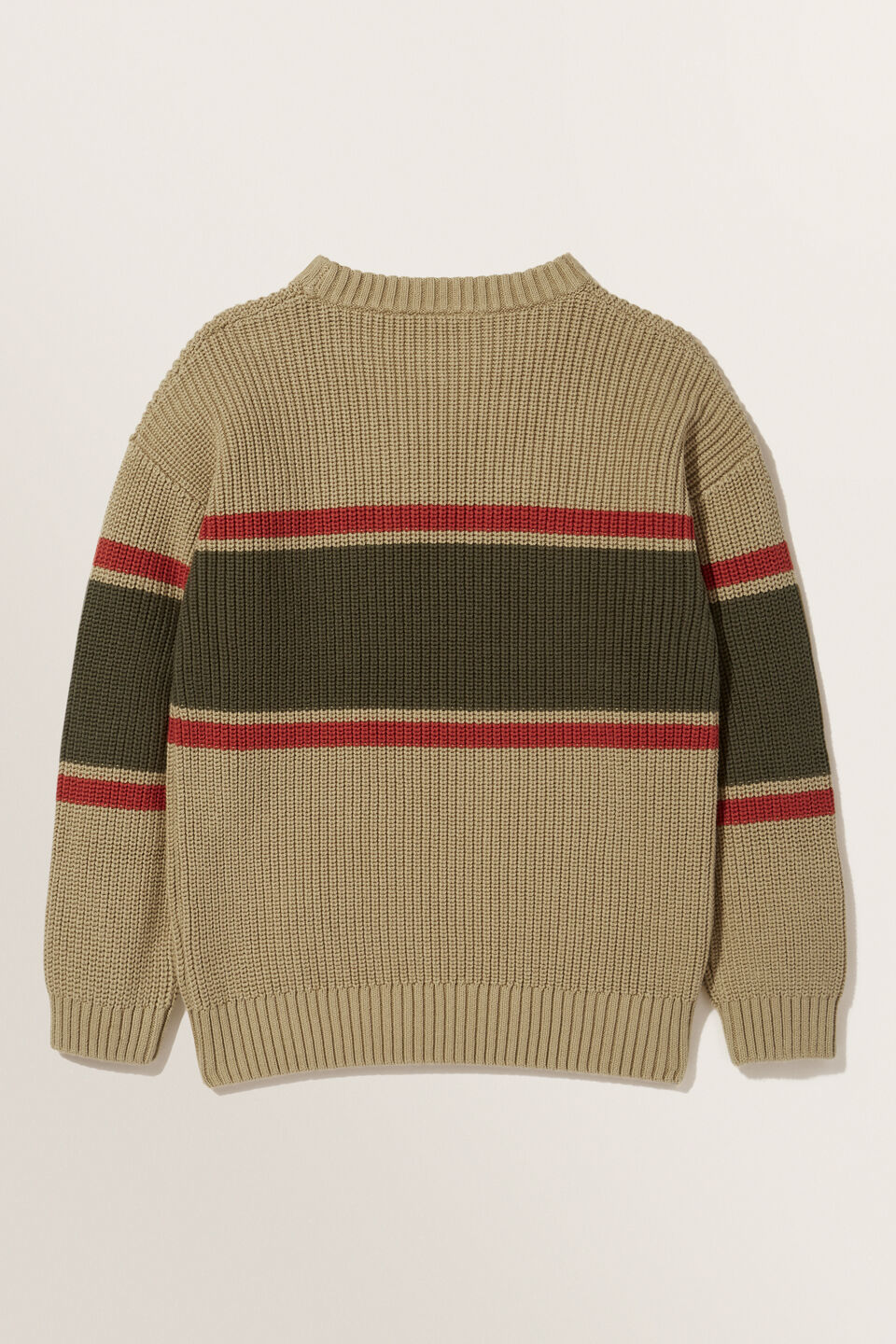 Chunky Crew Knit Sweater  Light Oak