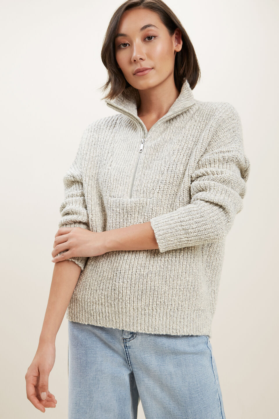 Marle Collared Sweater  Cool Grey Twist