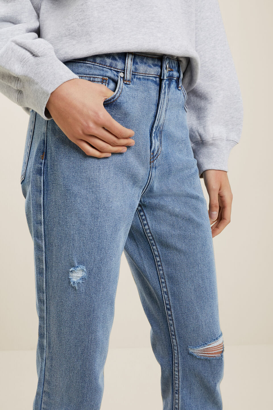Distressed Jeans  Bright Blue Wash