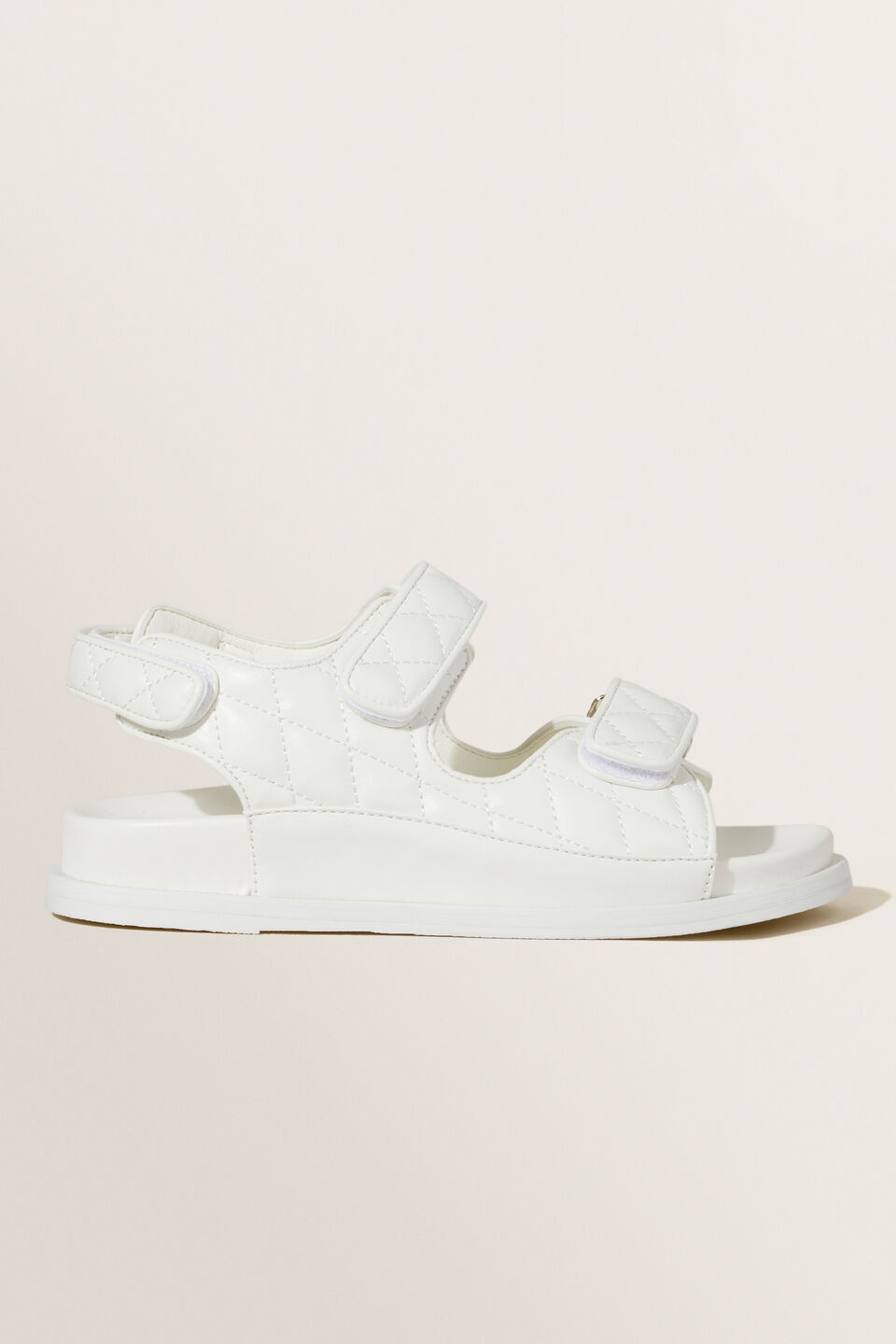 Quilted Footbed Slide  White