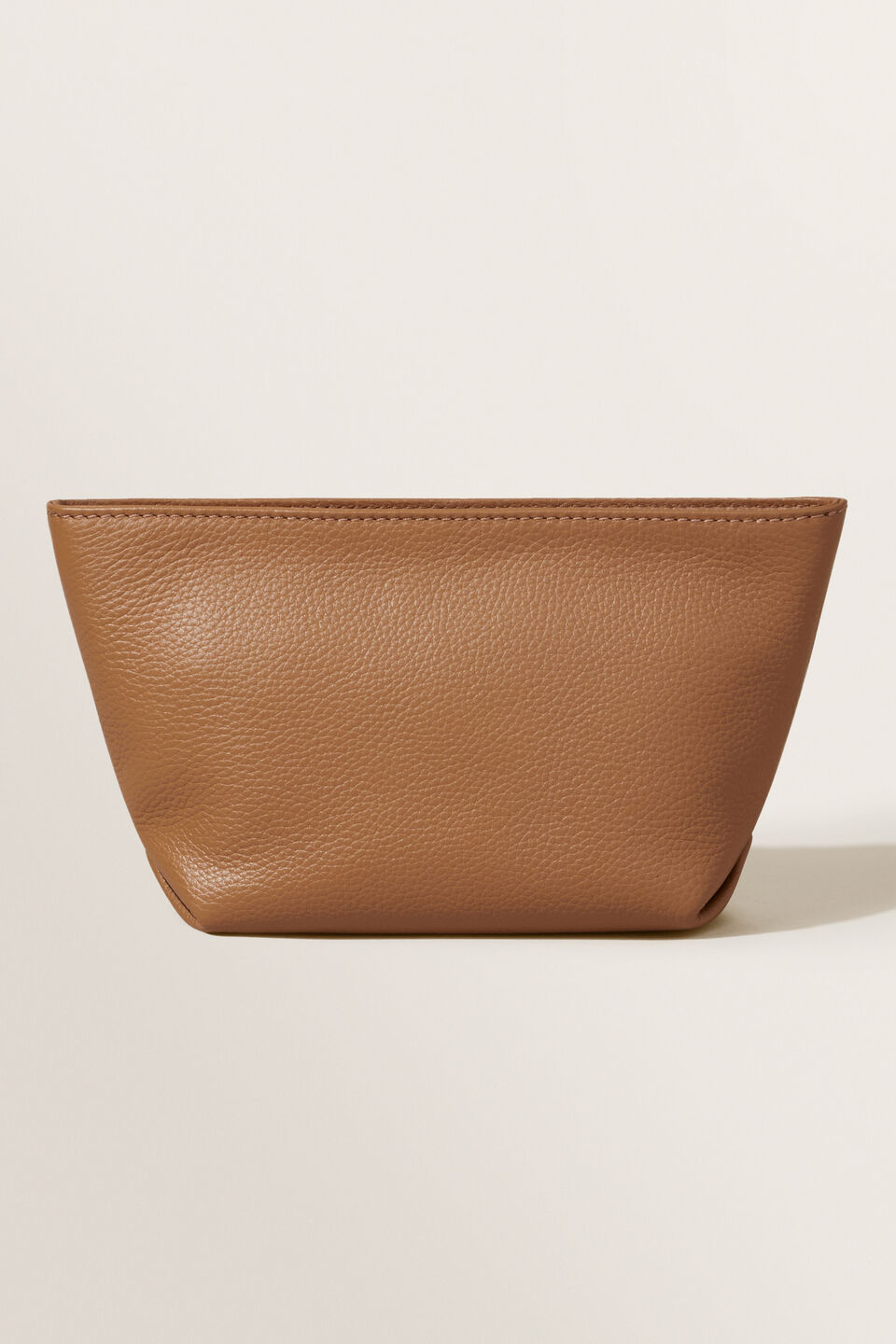 Leather Fold Detail Pouch  Honey Tan