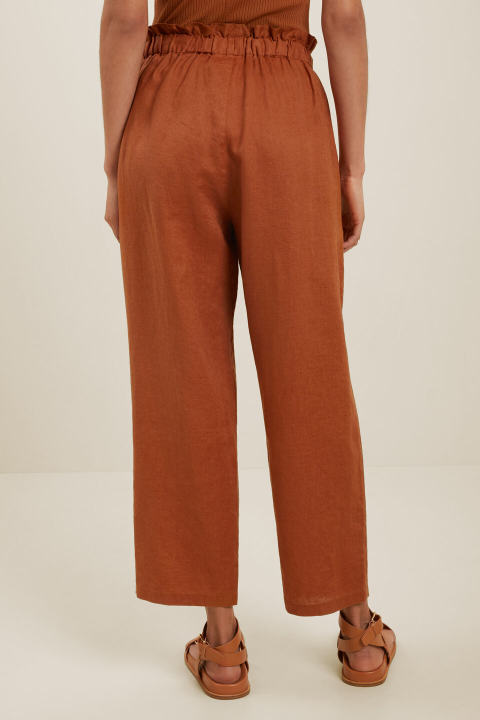 Core Linen Tie Up Pant  Earth Red
