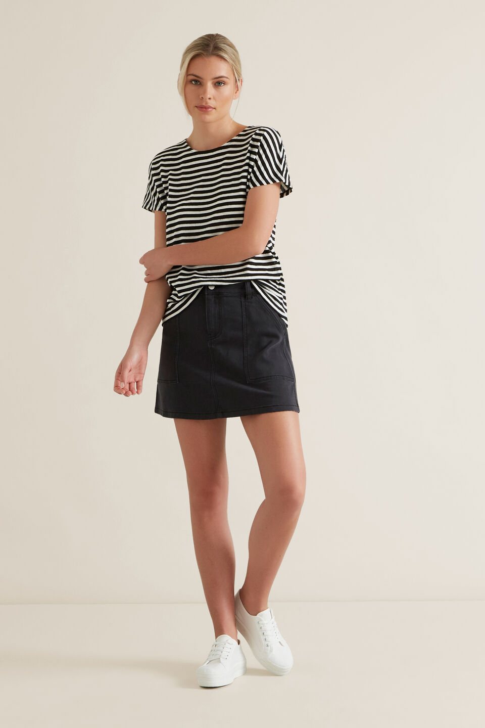 A-Line Denim Mini Skirt  