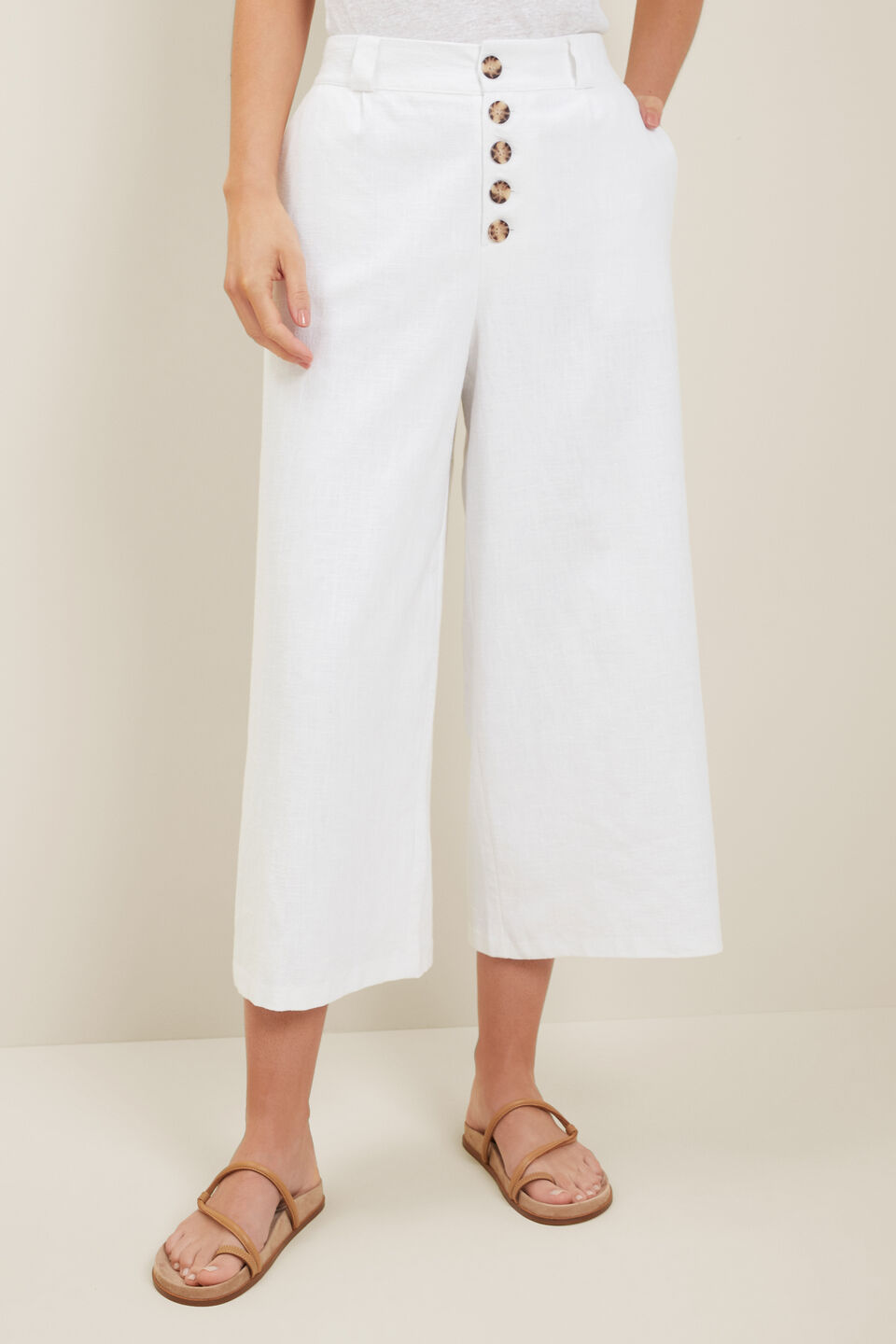 Button Fly Crop Pant  Whisper White