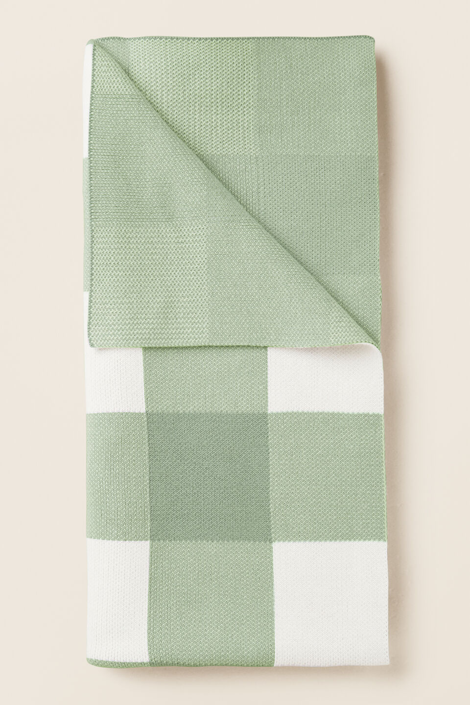Gingham Knit Blanket  Fern