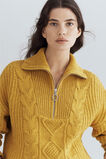 Funnel Neck Cable Sweater  Turmeric Fleck  hi-res