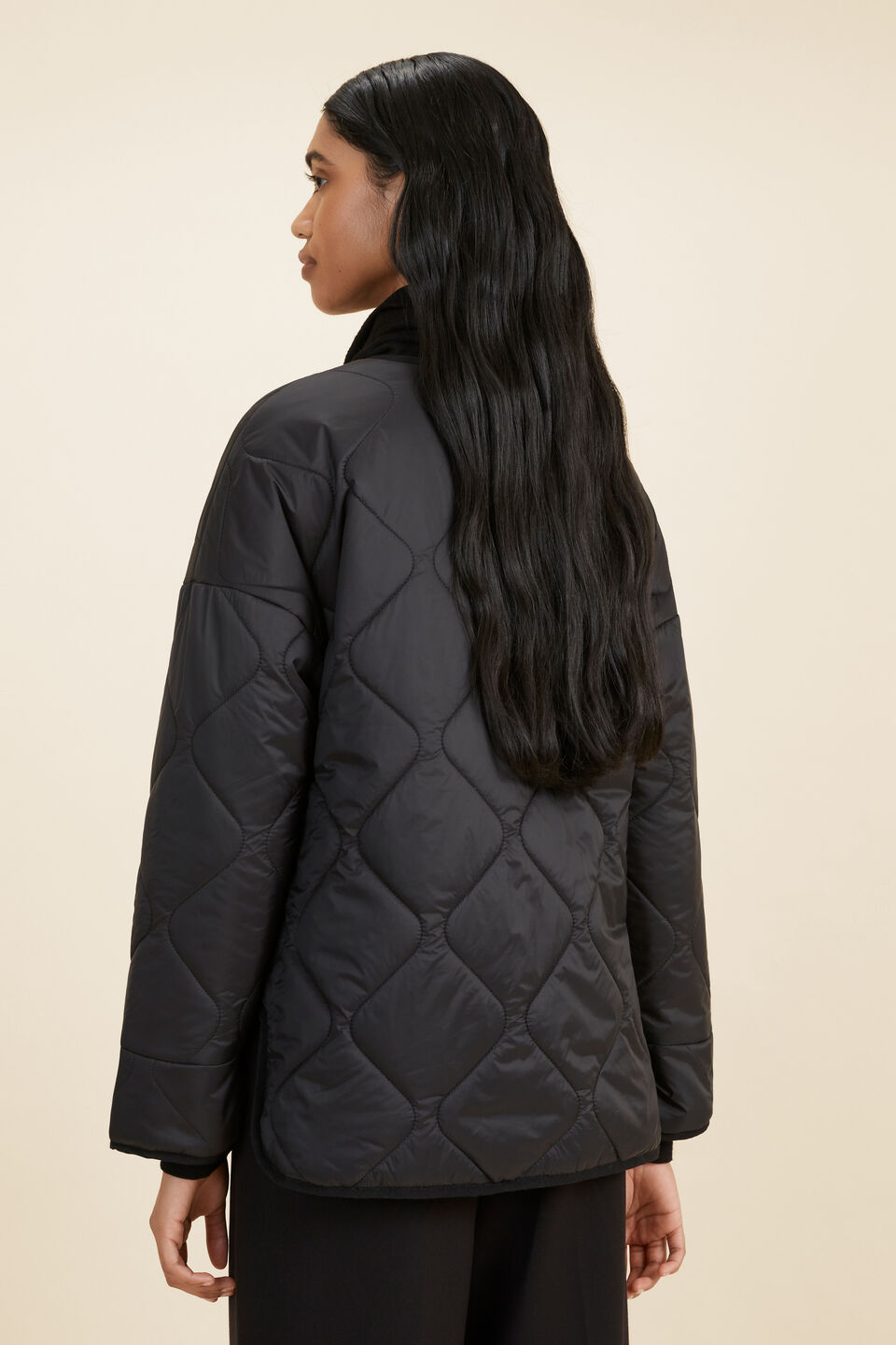 Oversized Quilted Jacket  Black