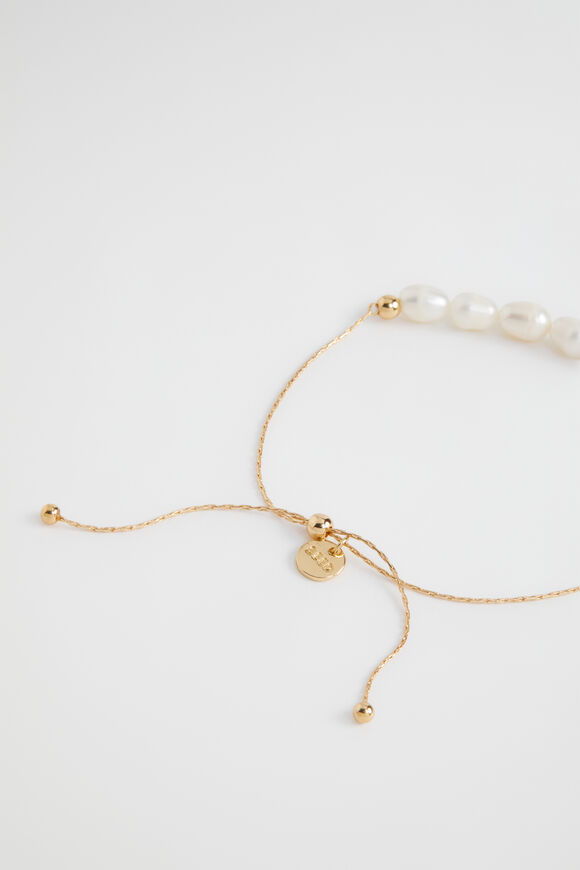 Adjustable Pearl Bracelet  Gold  hi-res